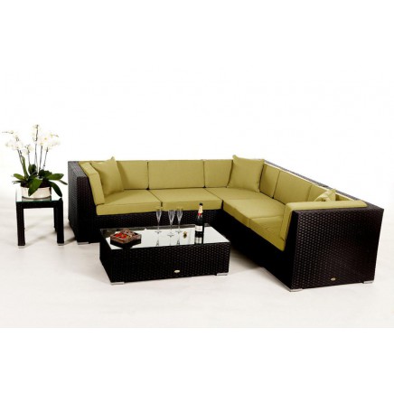 Rattan Lounge Gartenmöbel Polsterbezug Guadeloupe lime