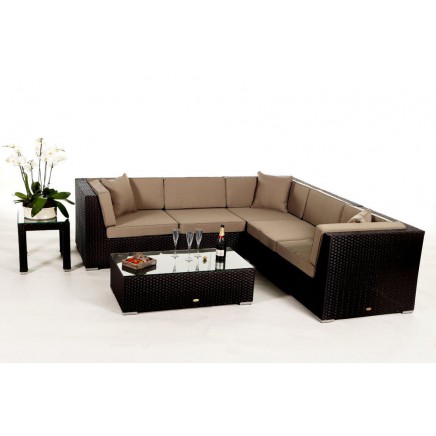 Rattan Lounge Gartenmöbel Polsterbezug Guadeloupe sand brown