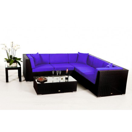Rattan Lounge Gartenmöbel Polsterbezug Guadeloupe violett