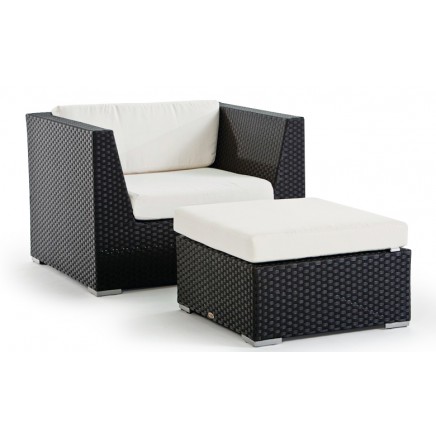 Rattan Lounge Panama Chefsessel schwarz