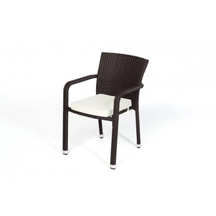 Rattan Stuhl Florida dark brown stapelbar