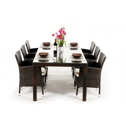 Rattan Gartentisch-Set Orchid Dining 220 mix braun