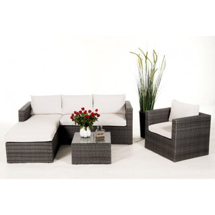 Rattanmöbel Galicia right mix grey Polsterbezug beige