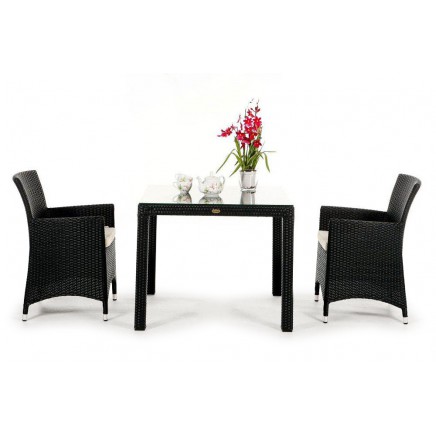 Rattan Tisch Victoria Dining 90 schwarz