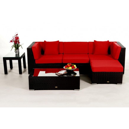 Rattan Lounge Gartenmöbel Polsterbezug San Miguelito red