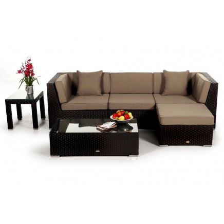 Rattan Lounge Gartenmöbel Polsterbezug San Miguelito sand brown