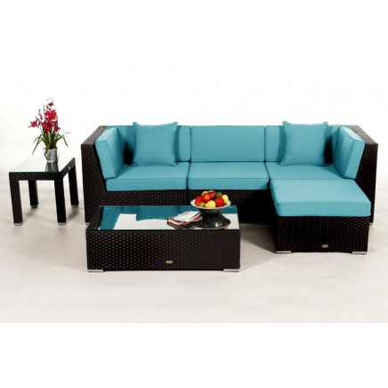 Rattan Lounge Gartenmöbel Polsterbezug San Miguelito aqua