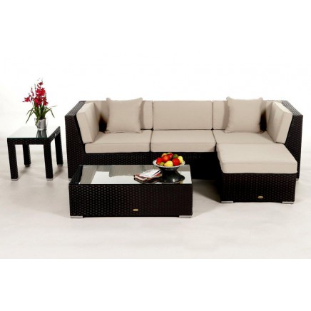 Rattan Lounge Gartenmöbel Polsterbezug San Miguelito beige