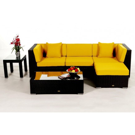 Rattan Lounge Gartenmöbel Polsterbezug San Miguelito yellow
