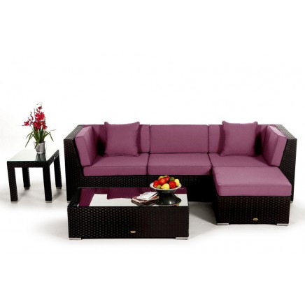 Rattan Lounge Gartenmöbel Polsterbezug San Miguelito lila