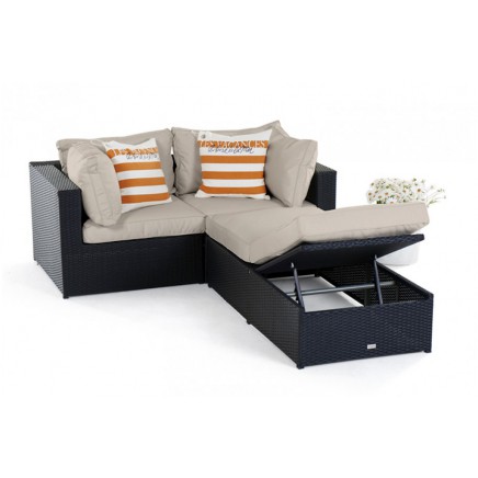 Santa Cruz Rattan Lounge Gartenmöbel schwarz