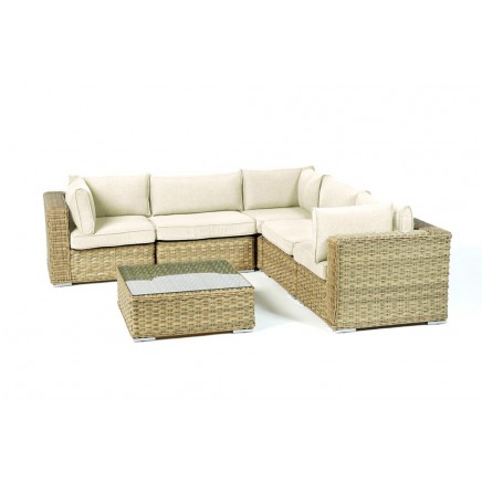 Rattan Lounge Gartenmöbel Polsterbezug Square beige
