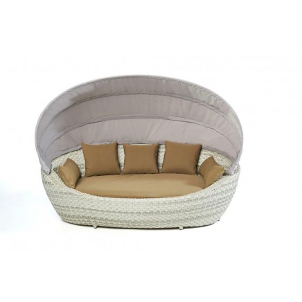 Rattan Liege Summerdream Special grey white Polsterbezug sand brown
