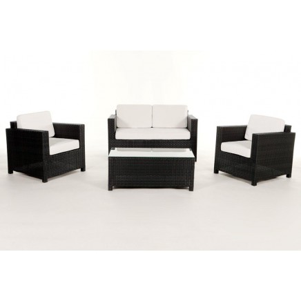 Rattan Lounge Gartenmöbel Polsterbezug Summertime weiss