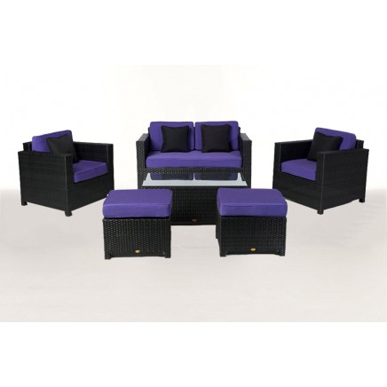 Rattan Lounge Gartenmöbel Polsterbezug Diamond violett