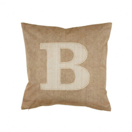 Zierkissen Rattanmöbel Letter B Sand