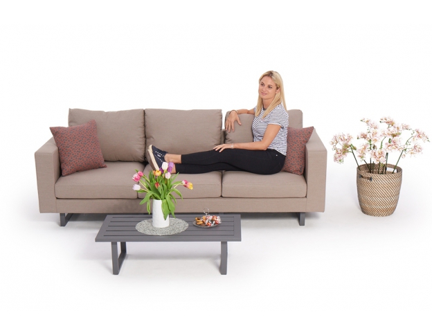 3-er allwetter sofa mosambik sandbraun mit garten kissen