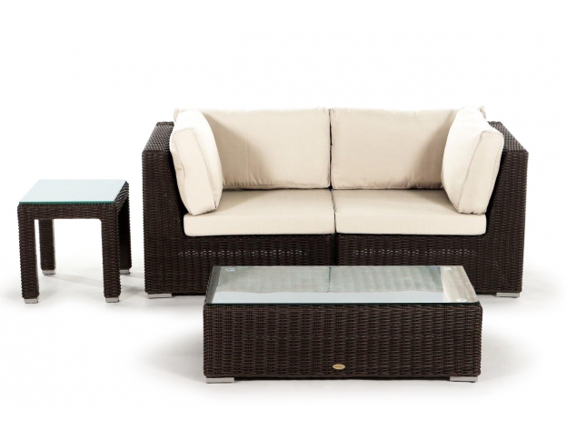 Allegra 2er Rattan Lounge, Überzug Set beige