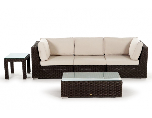 Allegra 3er Rattan Lounge, Überzug Set beige