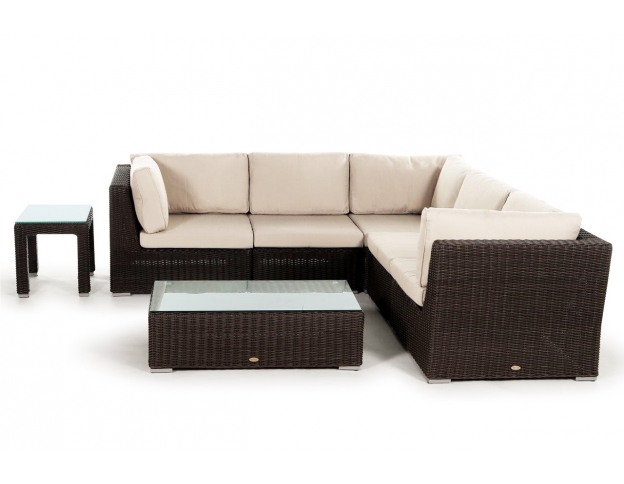 Allegra 5er Rattan Lounge, Überzug Set beige
