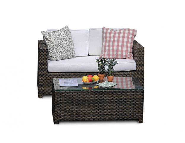 Balkonset Duo Rattan Gartenlounge braun