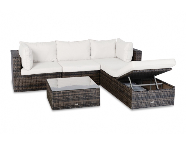 Biarritz Rattan Garten Lounge braun - Überzug beige