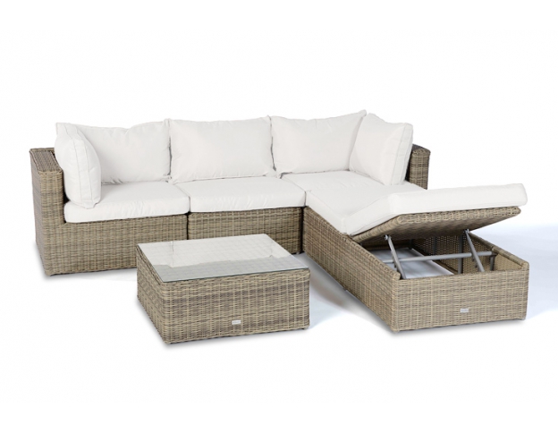 Biarritz Rattan Garten Lounge natural - Überzug beige