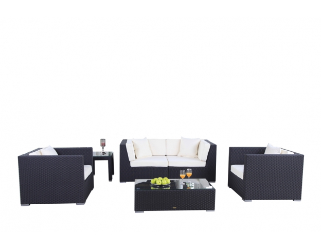 Rattan Lounge Bao schwarz