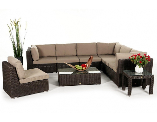 Rattan Lounge Allegra mit Überzug Sandbraun