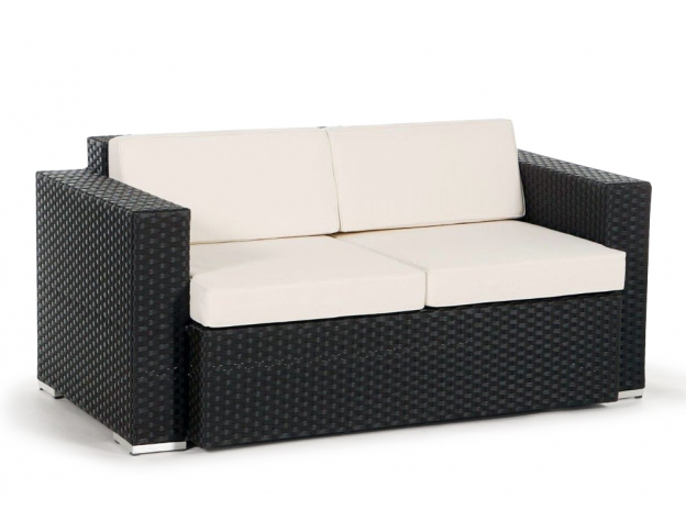 Rattan Lounge 2er Sofa Casablanca black