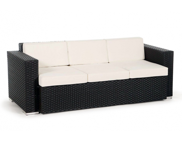 Rattan Lounge 3er Sofa Casablanca black