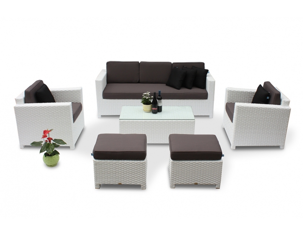 Diamond 3er Lounge weiss - Loungepolster grau