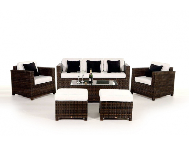 Rattan Lounge Diamond 3er braun