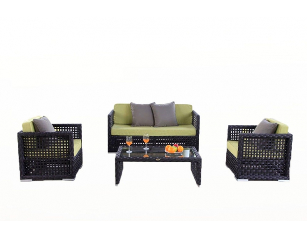 Rattan Gartenlounge Polsterbezug Ecuador lime
