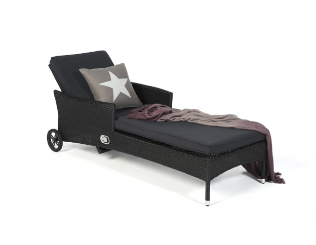 Rattan Liegestuhl Galicia, Überzug schwarz