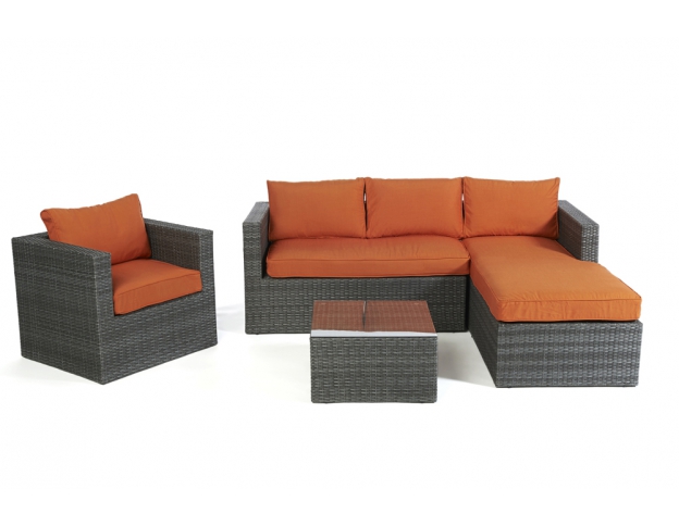 Polsterbezug orange Rattanmöbel Galicia mix grey