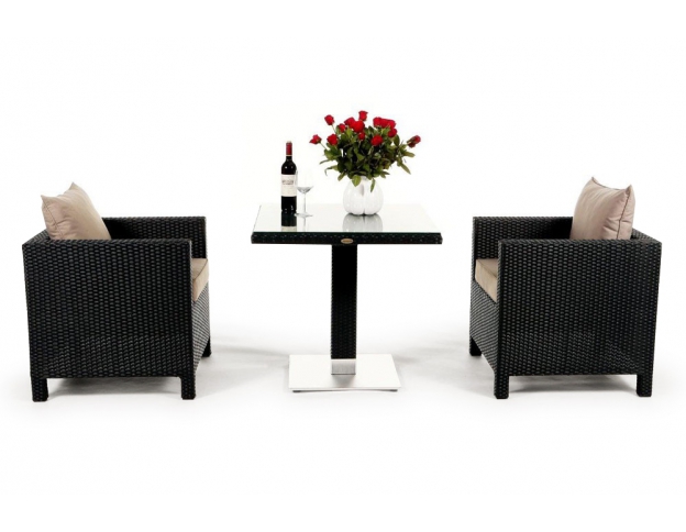 Rattan Tisch Set Cefilo Überzug sandbraun