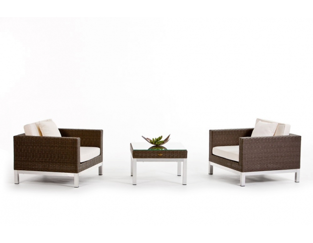 Rattan Lounge Gartenmöebel Belgrano graubraun