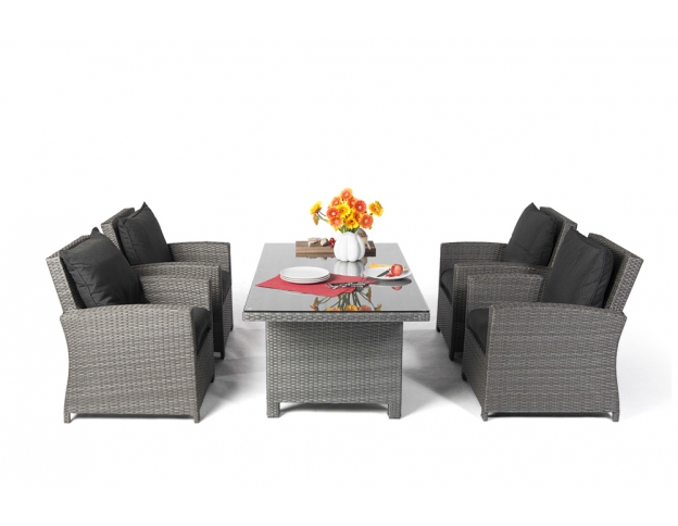 Lounge Dining Rattan Tisch Set Kosmopolitan mix grau