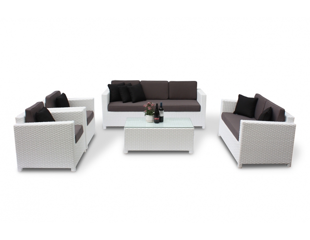 Momoko Lounge weiss mit grauen Polster