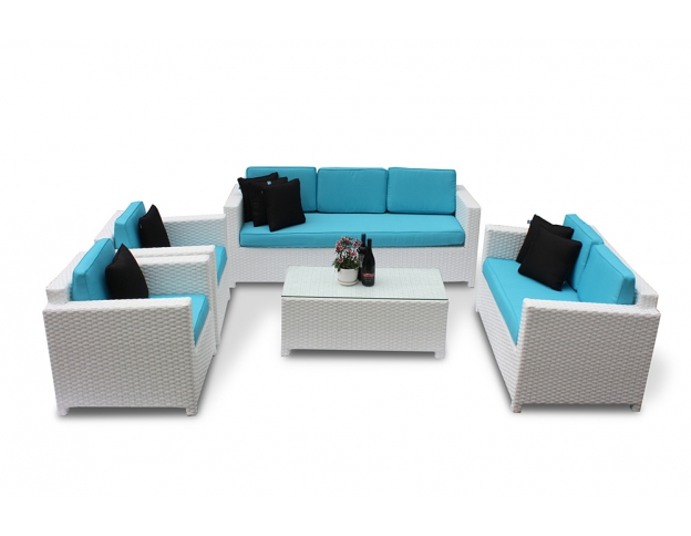 Momoko Lounge weiss outdoor Stoffbezug türkis