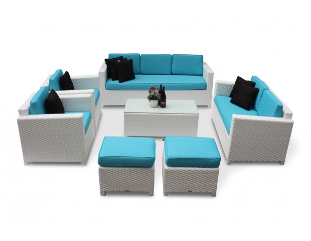 Momoko Special Lounge weiss Polsterbezug Türkis