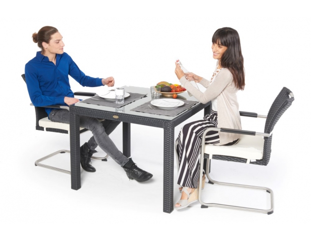 nevia rattan tisch 2 stühle schwarz