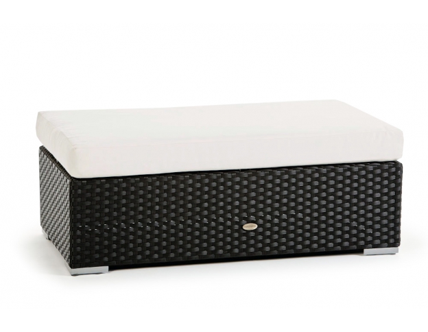 Bank mit Polster Panama Rattan Lounge schwarz
