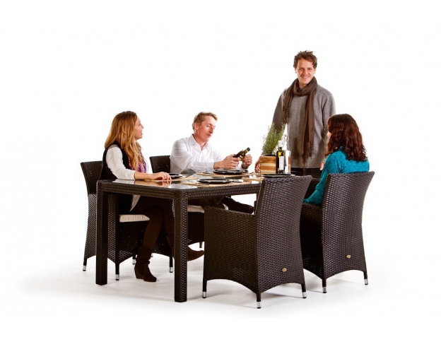 Rattan Lounge Gartenmöbel Toscana Dining dark brown