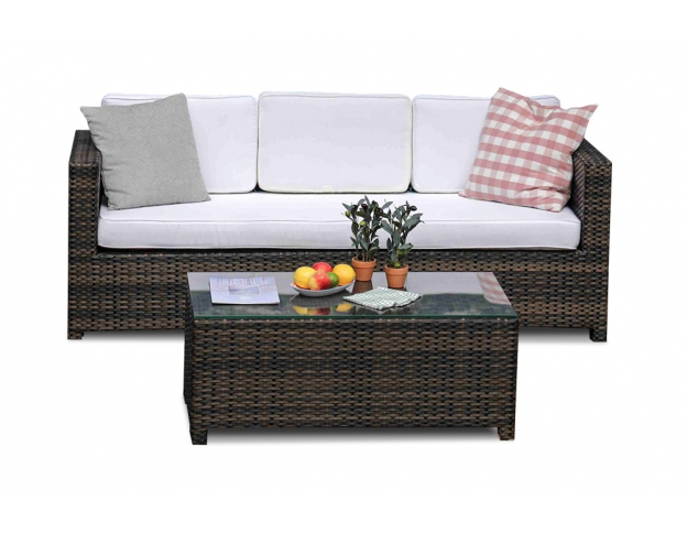 Rattan Gartenlounge 3-sitzer braun