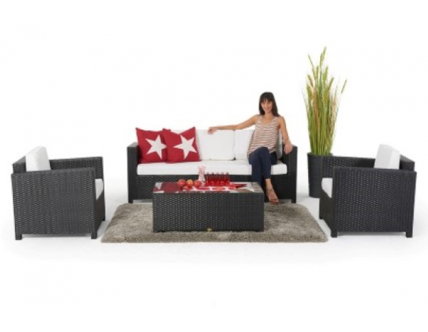 Rattan Gartenmöbel Summertime 3er schwarz