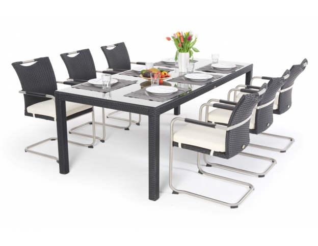 rattan gartentisch 6 stühle nevia gartenmoebel schwarz