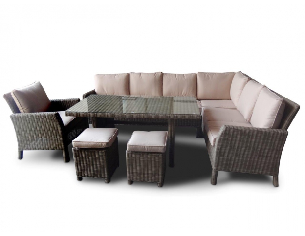 Rattan Gartentisch Rattan Gartensitzgruppe Romeo natural round