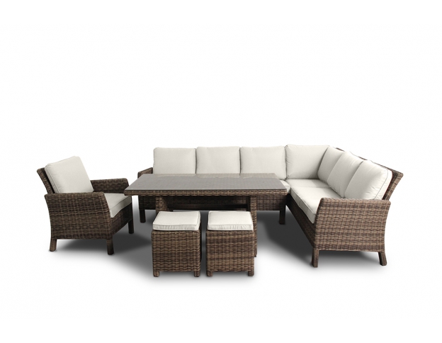 Rattan Lounge Ecklounge Romeo Polsterbezug beige